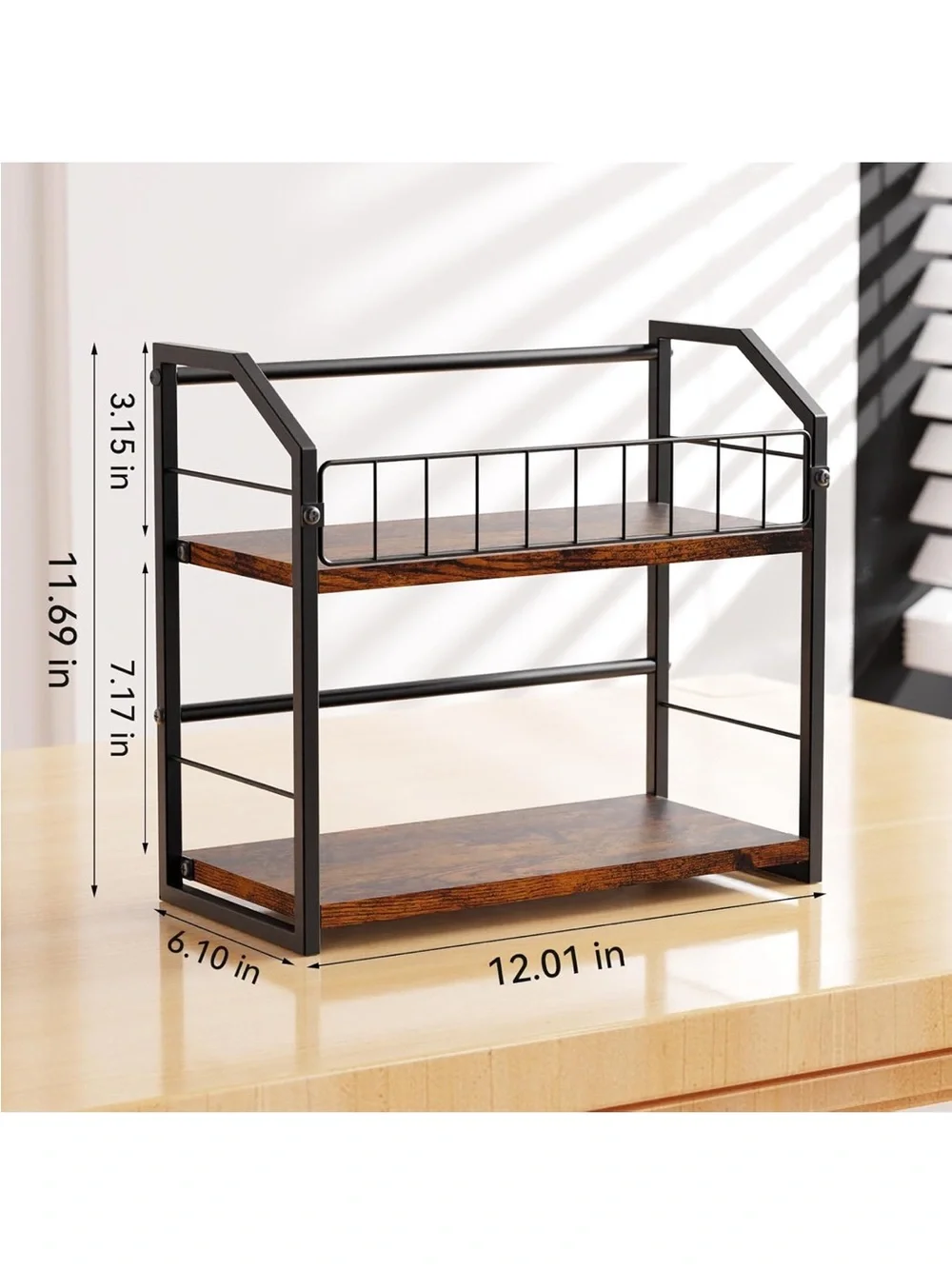 Black and Brown 2-Tier Media Storage Rack - Home Storage & Organization